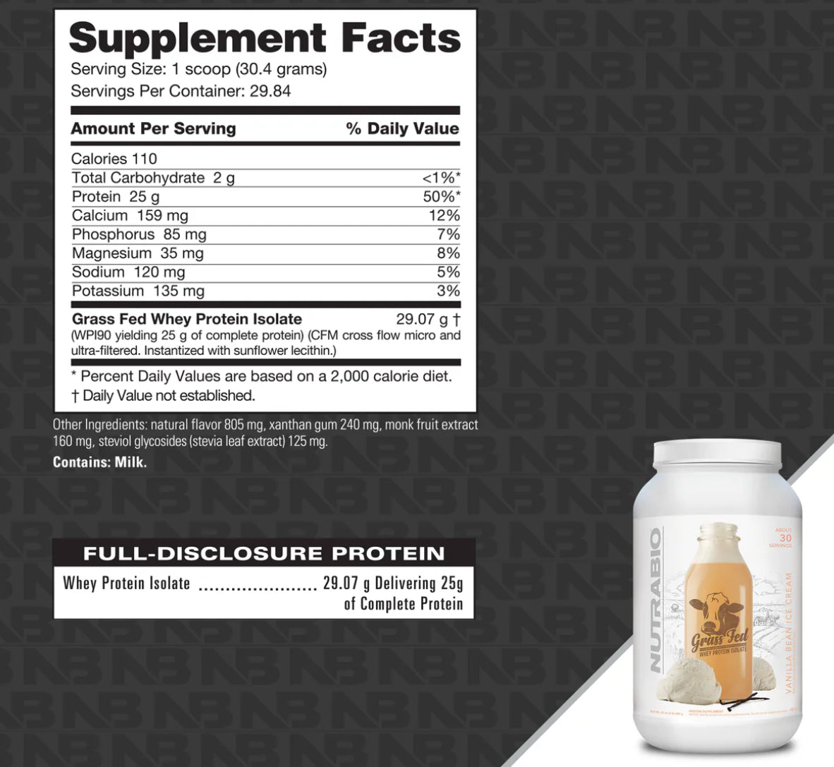 Grass Fed Whey Protein Isolate Powder 2lbs